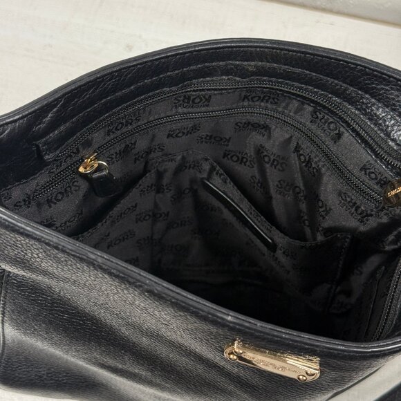 Michael Kors Jet Set Messenger Bag Black Leather Crossbody - Picture 11 of 13